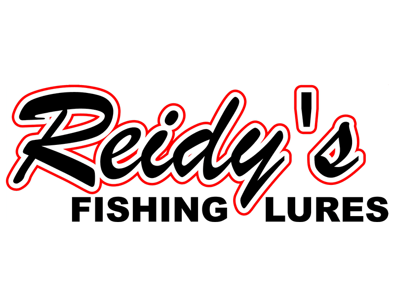 Logo with the text "Reidy's Fishing Lures" in bold, stylised black lettering with red outlines on a white background.